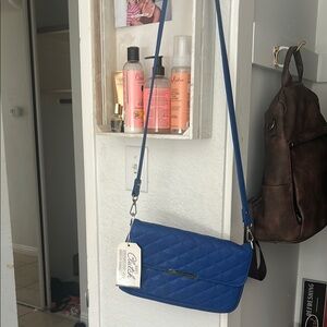 Chic Blue Quilted Conceal Carry Crossbody Clutch Bag